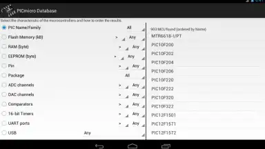 Captura de tela de PICmicro Database 8