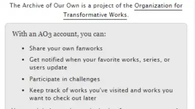 Captura de tela de Archive of Our Own 4