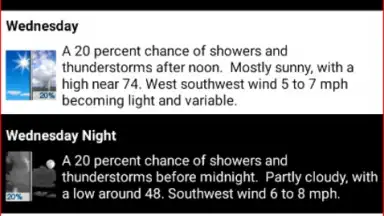 Captura de tela de Bob's 7 Day Forecast 1