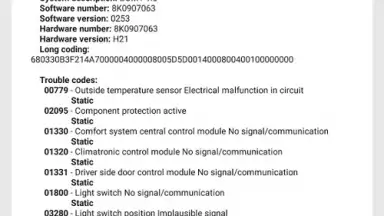 Captura de tela de OBDeleven VAG car diagnostics 2
