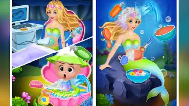 Captura de tela de Newborn mermaid baby care game 6