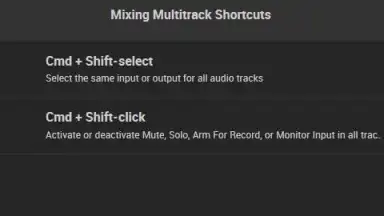 Captura de tela de Shortcuts+ Audition 1