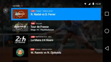 Captura de tela de Eurosport Player 11