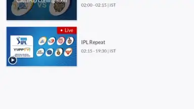 Captura de tela de YuppTV LiveTV, Live Cricket 11