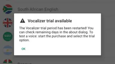 Captura de tela de Vocalizer TTS Voice 2