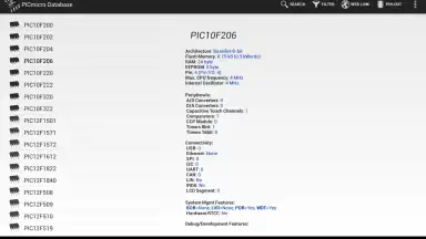 Captura de tela de PICmicro Database 3