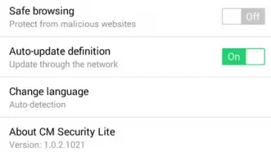 Captura de tela de CM Security Lite 4