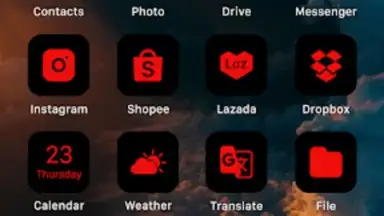 Captura de tela de Wow Red Black Theme, Icon Pack 7