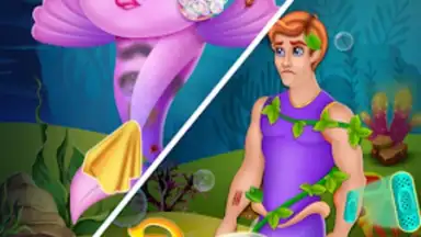 Captura de tela de Newborn mermaid baby care game 5