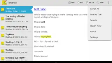 Captura de tela de Tomdroid 3